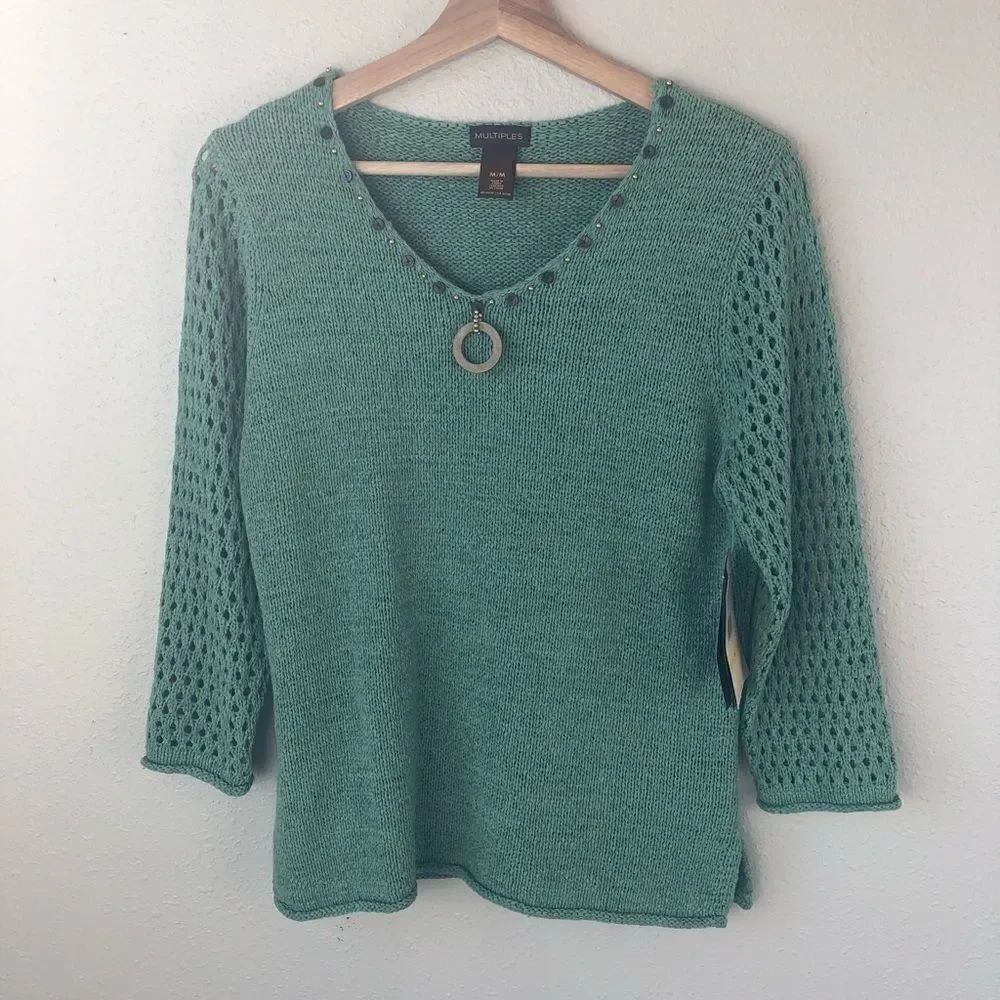 NWT Multiples Green Sweater Size M